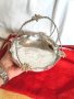 Старинна Бронзова Посребрена Фруктиера Кошница, снимка 6