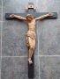  Огромен 100 годишен дървен кръст с разпънат Исус Христос (подписан ръчно изработен)