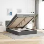 vidaXL Османска легло с матрак и LED, тъмносиво, 140x190 см, плат, снимка 2