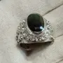 Мъжки сребърен пръстен проба 925 с камък лудвигит перидот 9 карата , снимка 1