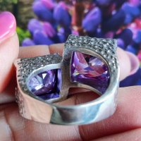 Красив сребърен пръстен с Пурпурен Аметист , снимка 6 - Пръстени - 40741582