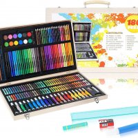 Творчески комплект за рисуване в куфарче с моливи, маркери, акварели, и аксесоари, 180 Части, снимка 9 - Рисуване и оцветяване - 34789035