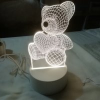 Холограмна 3D LED лампа Мече ,USB, снимка 3 - Настолни лампи - 41714279
