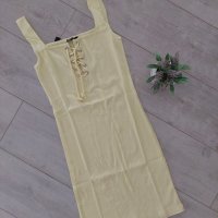 Разпродажба Нова жълта рокля рипс с презрамки, снимка 1 - Рокли - 40343162