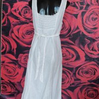 Бяла ленена рокля под коляното ХЛ, снимка 3 - Рокли - 41918493