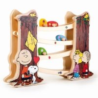 Дървена играчка Монтесори , Писта с топки  Charlie Brown, Snoopy & Co колички, снимка 1 - Други - 41875442