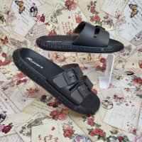 Дамски чехли с катарами за регулиране на ширината в черен цвят, снимка 3 - Чехли - 41323741