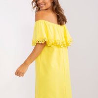 XL НОВА Жълта испанска рокля с жабо, снимка 4 - Рокли - 41902629