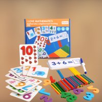Образователна игра за съпоставяне на числа + флаш карти, пръчици, числа.., снимка 1 - Образователни игри - 38774384