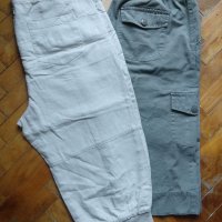 Два чифта бермуди - маркови ленени потури и дънкови бермуди / цвят Милитъри, снимка 1 - Къси панталони и бермуди - 42149043
