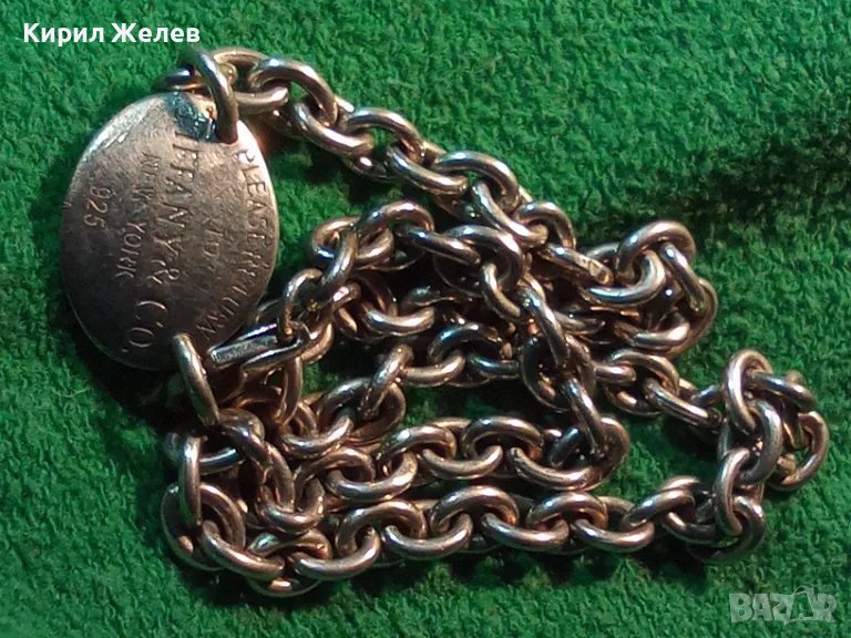 TIFFANY & Co. РАЗКОШНО БУТИКОВО СРЕБЪРНО КОЛИЕ ЧОКЪР ЛАНЕЦ СРЕБРО 925 ТИФАНИ с БЯЛА ПОЗЛАТА 48566, снимка 1