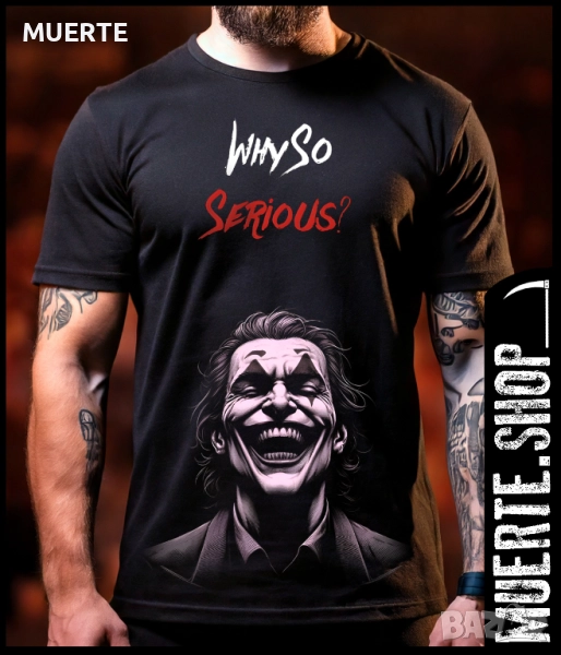 Черна тениска JOKER SMILEY, снимка 1