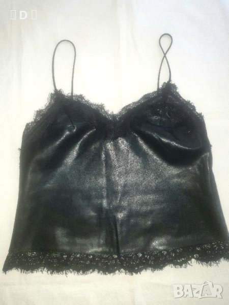 красив кожен топ с дантела S, снимка 1