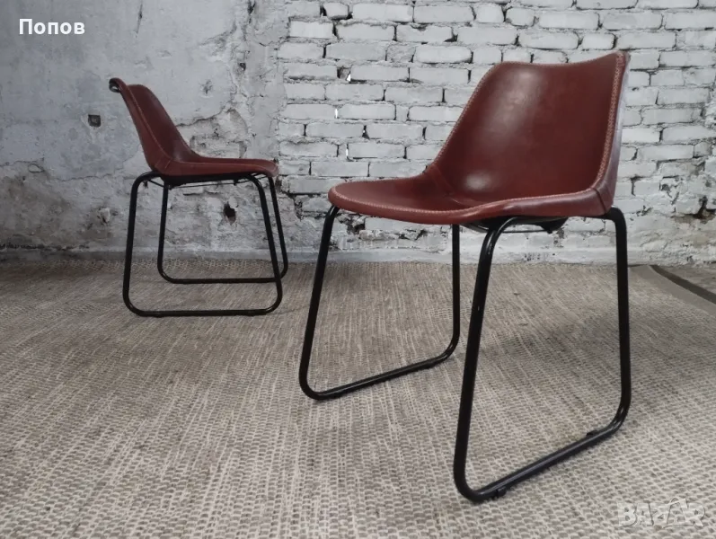 Винтидж кафяв кожен стол Kare, снимка 1