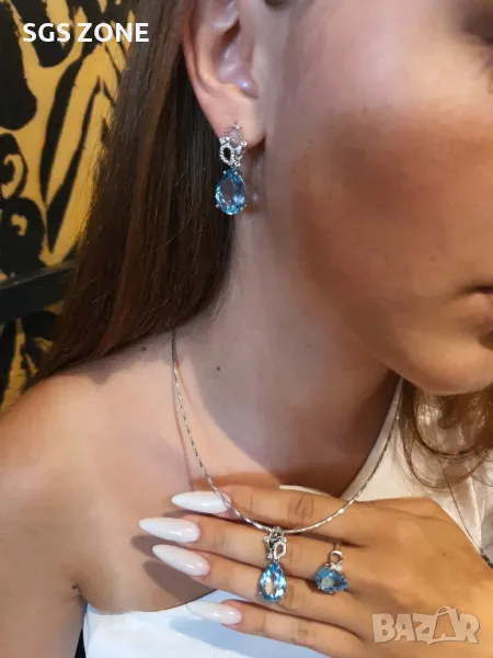 Стилен Комплект с Естествени Топази 💎, снимка 1