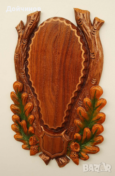 Поставка за ловен трофей на сръндак, дърворезба, бряст , снимка 1