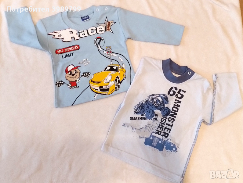 Детски блузки, нови, 2 бр., 9-12м, снимка 1