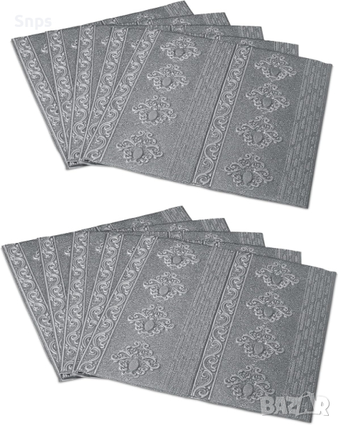 Стенни панели , комплект от 10 броя, самозалепващи се 3D панели, бароков дизайн 70х70 см, снимка 1