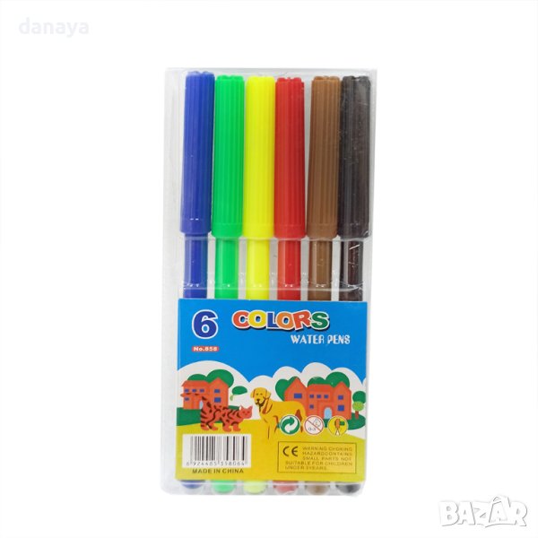 3959 Флумастери 6 основни цвята, снимка 1