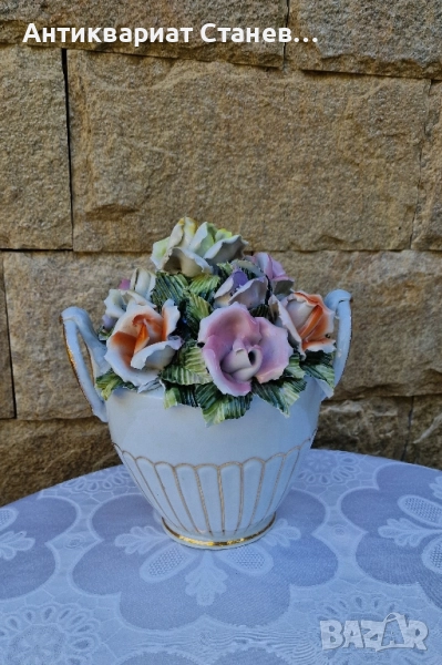 🌸✨ Порцеланова кошница с 3D цветя – изящна изработка ✨🌸, снимка 1