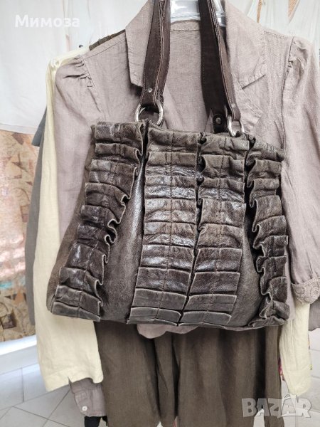 Тъмнокафява чанта ЕСТЕСТВЕНА КОЖА , снимка 1