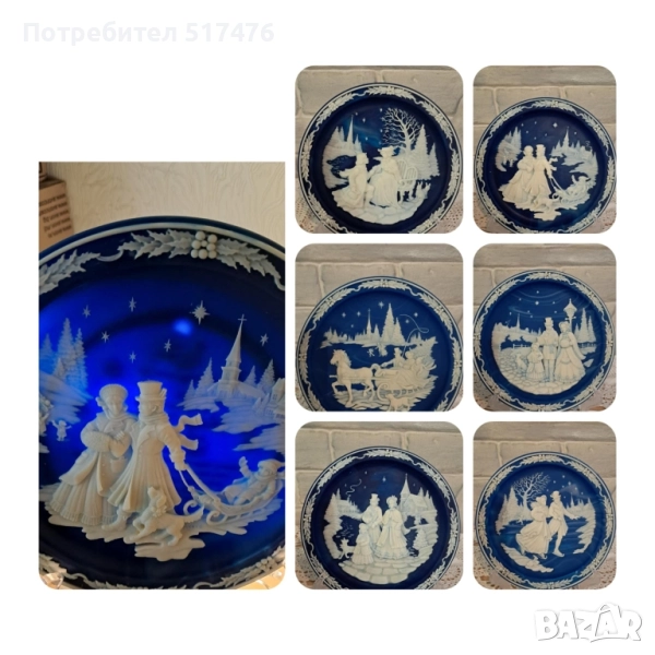 Колекционерски 3d чинии "Коледни камеи" , снимка 1