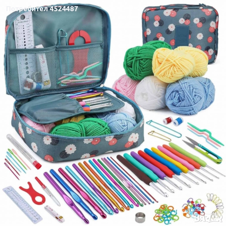 Комплект аксесоари за плетене, 107 части, 14 алуминиеви куки , снимка 1