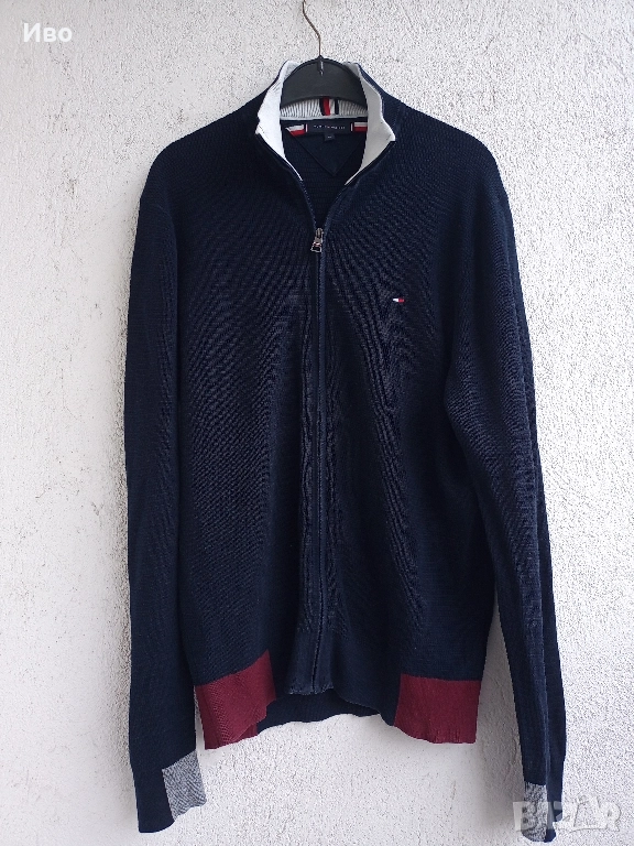 Tommy Hilfiger памучна жилетка с цип L-XL, снимка 1