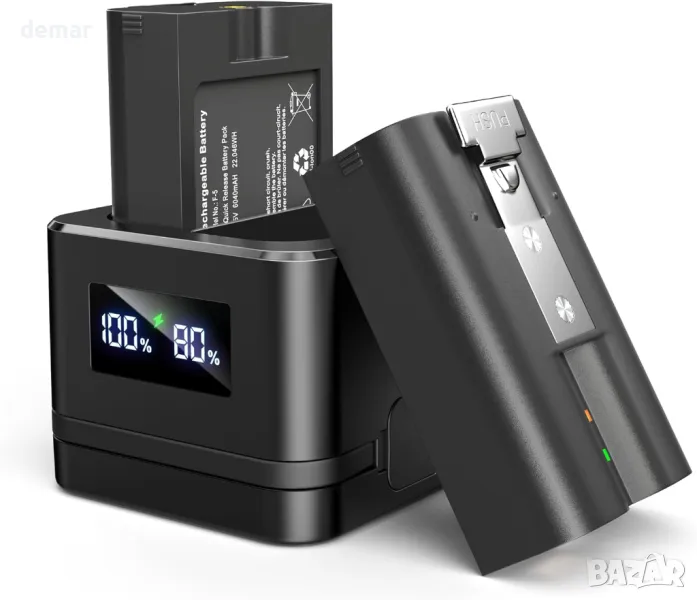 2 батерии 3,65 V 6040 mAh със зарядна станция за Ring Doorbell Camera 2/3/3+/4, снимка 1