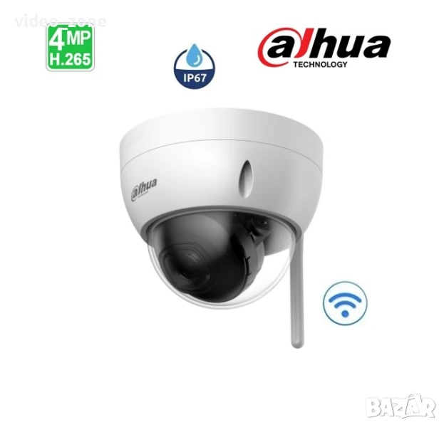 Dahua 4 MP IP Wi-Fi (безжична) вандалоустойчива куполна камера, снимка 1