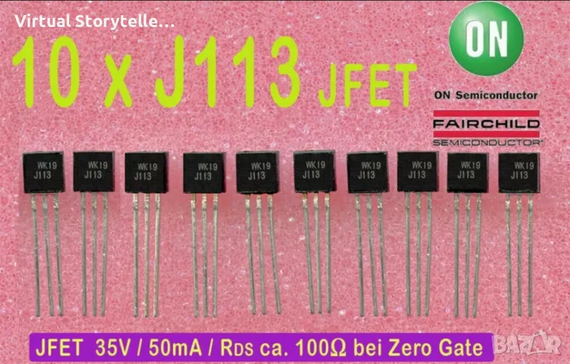 J113 N canal J-FET TO92 транзистори произведени 2017 от ONSEMI, снимка 1