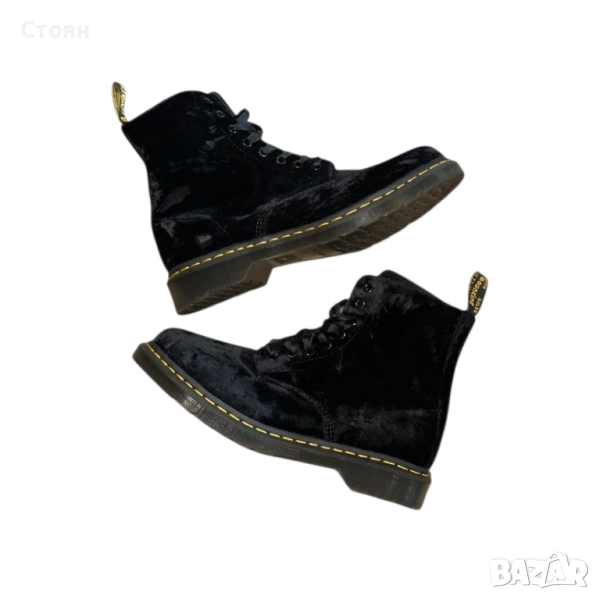 Air Wair Dr.Martens Velvet Black Mesh Boots, снимка 1