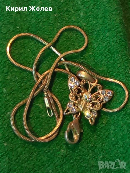 ПОСРЕБРЕН БЕЛ ЕПОК СТИЛ ФИГУРАЛЕН с КРИСТАЛЧЕТА МЕДАЛЬОН ПЕНДАНТ ПЕПЕРУДА с ПОСРЕБРЕНА ВЕРИЖКА 29443, снимка 1