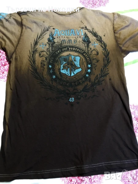 Автентична Мъжка тениска Aqua VI кафява M оригинална Medium, снимка 1