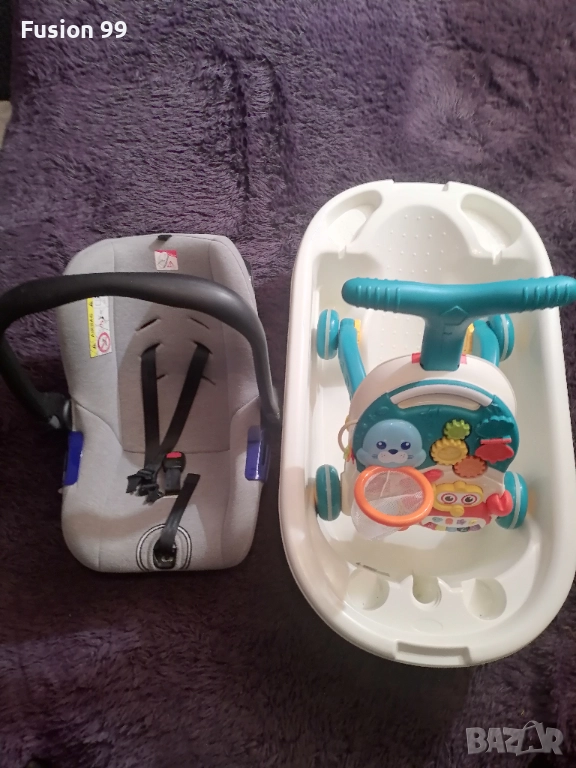 Лот-бебешки кош,матрак,корито,проходилка , снимка 1