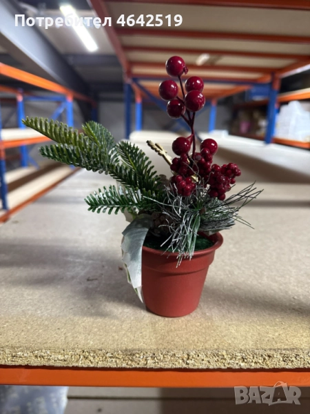 Изкуствена коледна декорация в саксия, 1 бр Classic Flora., снимка 1