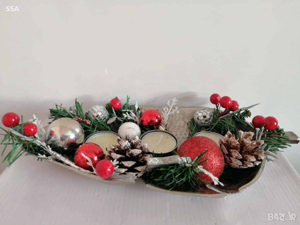 Коледен свещник в метално листо, снимка 1