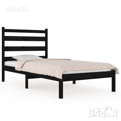 vidaXL Рамка за легло, черна, бор масив, 90x190 см, 3FT Single(SKU:3103617, снимка 1