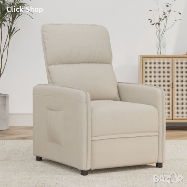 Реклайнер стол, кремав, микрофибърен текстил, снимка 1
