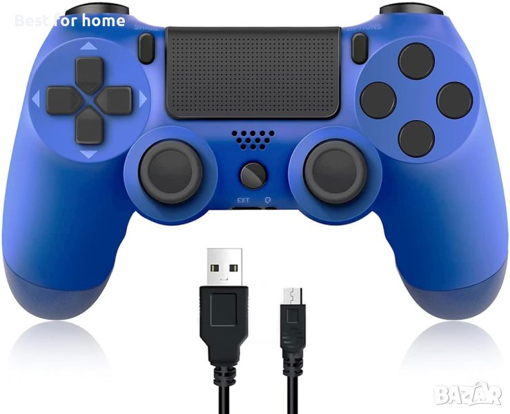 Безжичен джойстик за Playstation 4 , Син, Червен, сензорен панел, снимка 1