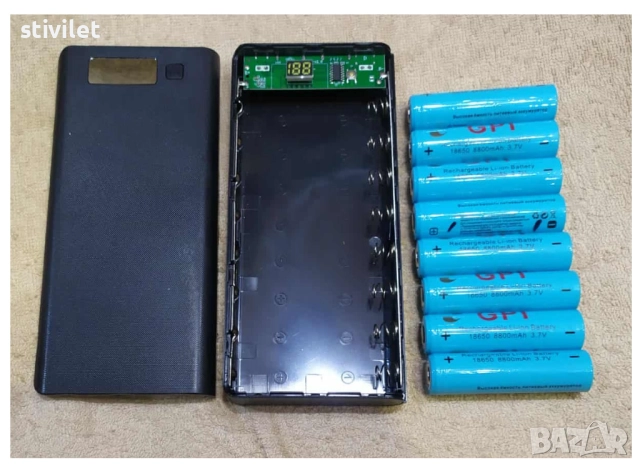 Power Bank Кутия за 8 бр.18650 батерии + фенер НОВО, снимка 6 - Други - 52095632