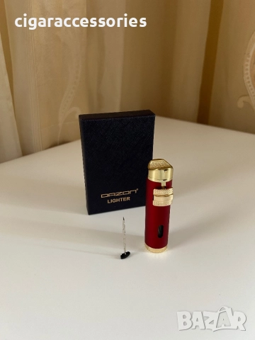 Луксозна запалка за пури с 3 турбо пламъка и игла за дупчене + кутия