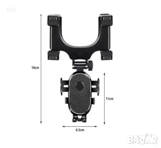Стойка за телефон, 360 градуса, за огледало, Черен , снимка 3 - Аксесоари и консумативи - 41643987
