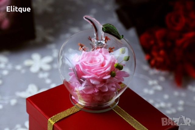 Вечна Роза в стъклена ябълка  YSH F, снимка 14 - Подаръци за жени - 52895116