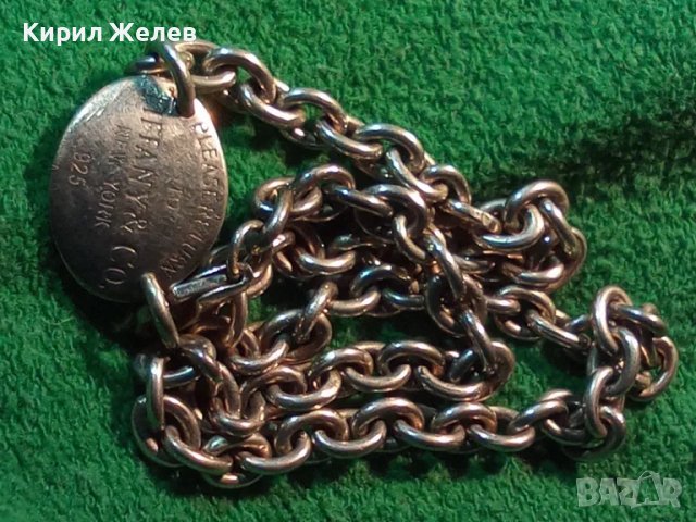 TIFFANY & Co. РАЗКОШНО БУТИКОВО СРЕБЪРНО КОЛИЕ ЧОКЪР ЛАНЕЦ СРЕБРО 925 ТИФАНИ с БЯЛА ПОЗЛАТА 48566