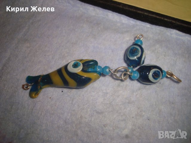 Лот РИСУВАНО ЦВЕТНО СТЪКЛО Тип МУРАНО СЛОНЧЕТА РИБА БРОНЗОВА КАМБАНКА ОКО на НАЗАР ТАЛИСМАНИ 24441, снимка 11 - Колекции - 35996836