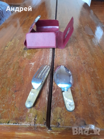 Стари сгъваеми вилица и лъжица П.Денев #3, снимка 3 - Други ценни предмети - 51869981