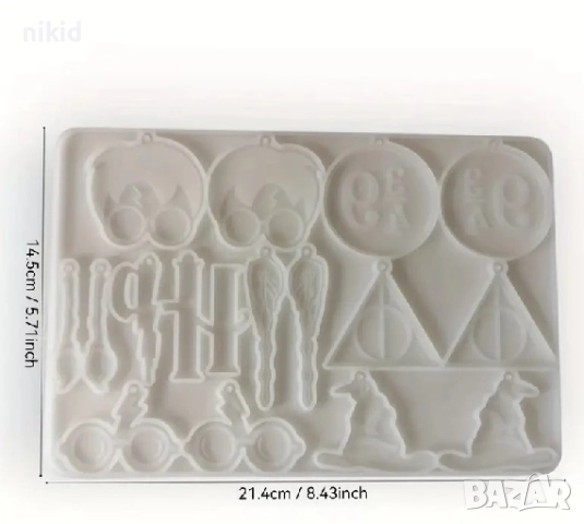 Хари Потър harry potter микс голям силиконов молд форма смола фондан шоколад висулки гипс декор, снимка 2 - Форми - 51648066