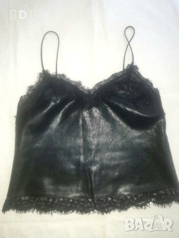 красив кожен топ с дантела S