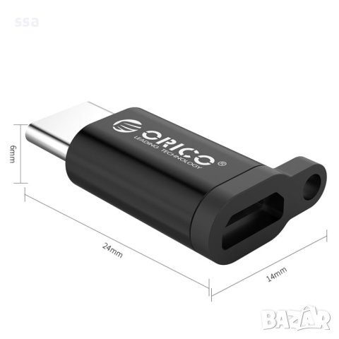 Orico преходник Adapter OTG - USB Micro B to Type-C - CBT-MT01-SV - 24 месеца гаранция, снимка 4 - USB кабели - 41289118